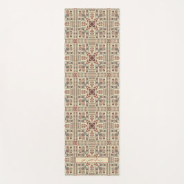 Tapete De Yoga Tatreez pattern, beige geometric ornament