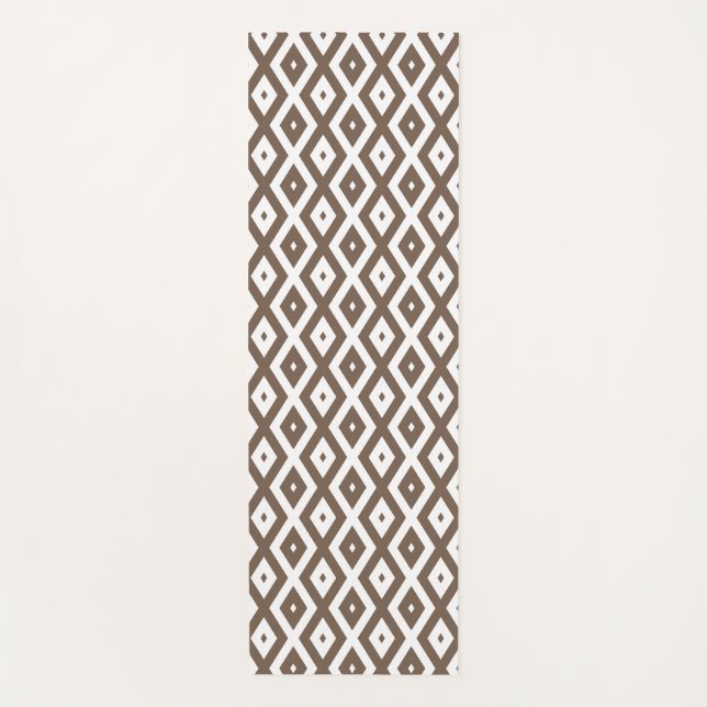Tapete De Yoga Taupe brown and white diamond pattern (Frente)