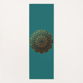 Tapete De Yoga Teal and Gold Mandala