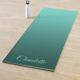 Tapete De Yoga Teal de Gradação Elegante com Nome Personalizado