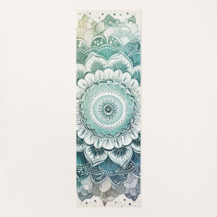 Tapete De Yoga Teal e Turquoise Mandala