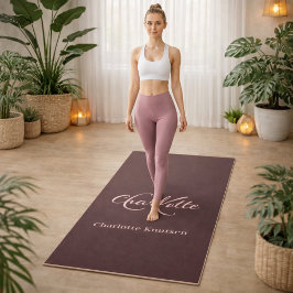 Tapete De Yoga Terra marrom argila monograma iniciais nome