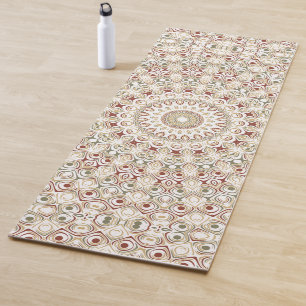 Tapete De Yoga Terra Terrosa e Padrão Mandala de Ferrugem