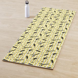 Tapete De Yoga Teste padrão amarelo da ferramenta do cabeleireir