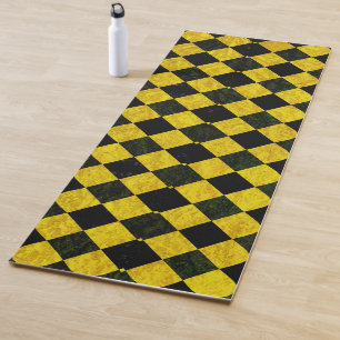 Tapete De Yoga Teste padrão chequered preto e amarelo