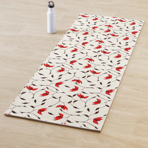 Tapete De Yoga Teste padrão de flores vermelho estranho bonito