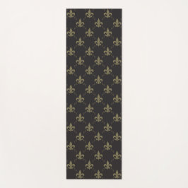 Tapete De Yoga Teste padrão Dourado preto luxuoso da flor de lis