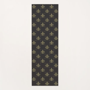 Tapete De Yoga Teste padrão Dourado preto luxuoso da flor de lis