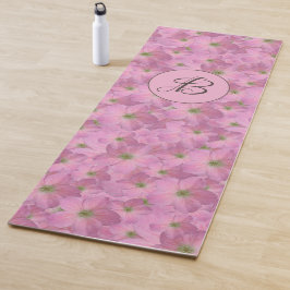 Tapete De Yoga Teste padrão floral cor-de-rosa com monograma