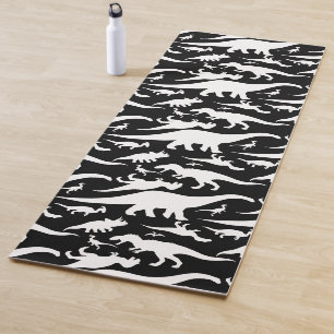 Tapete De Yoga Teste padrão preto e branco do dinossauro