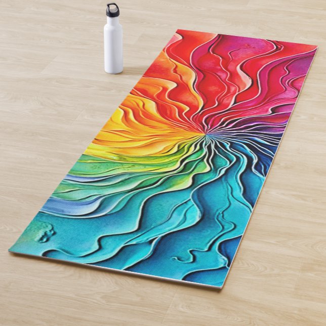 Tapete De Yoga Textured Rainbow Swirl Art (In Situ)