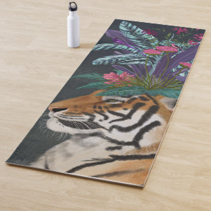 Tapete De Yoga Tigre com o headpaper tropical