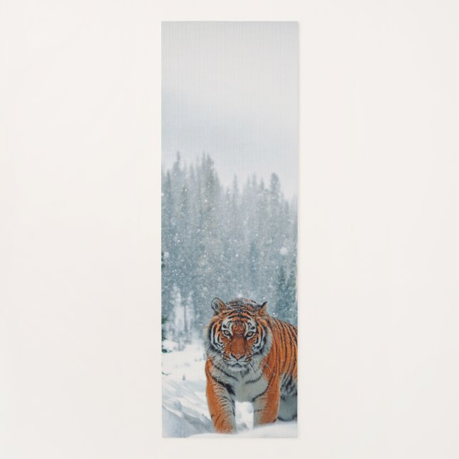 Tapete De Yoga tigre na neve (Frente)
