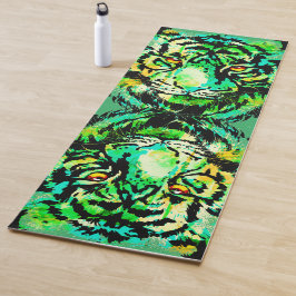 Tapete De Yoga Tigre Realista Yoga Mat Green - Gatos Grandes da V