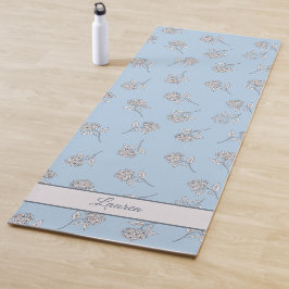 Tapete De Yoga Timeless Botanical Bloom Soft Blue Monogram