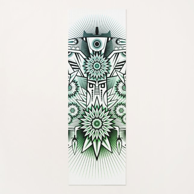 Tapete De Yoga Tint verde Design Tribal (Frente)