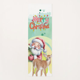 Tapete De Yoga Tipografia Feliz Natal e Luzes & Veados