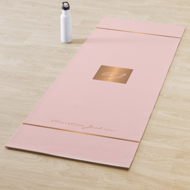 Tapete De Yoga Tiras simples e modernas, monogramas, cólicas, cor (In Situ)