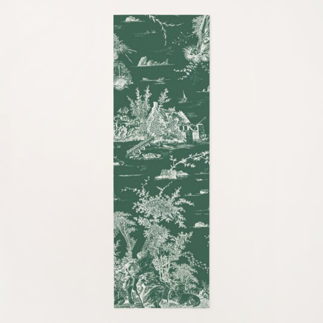 Tapete De Yoga Toile de Jouy verte (Frente)