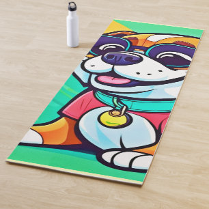 Tapete De Yoga Trabalho de arte de Estilo de Cartoon Pup legal