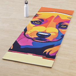 Tapete De Yoga Trabalho de arte de puppy colorida