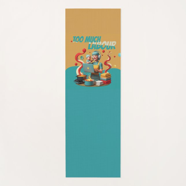 Tapete De Yoga Trabalho Demasiado - Arte Sádica Retro Feminista (Frente)