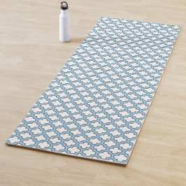 Tapete De Yoga Trellis branca e azul-bebê, lete, quatrefoil