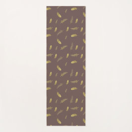 Tapete De Yoga Trendy Coffee Brown e Ouro Feather Yoga Mat