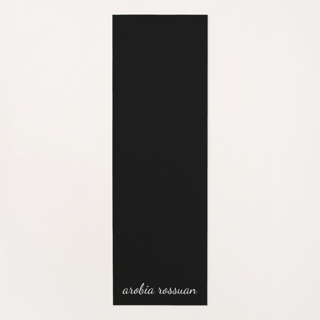 Tapete De Yoga Trendy Monogram Modern Black Script Name Art (Frente)