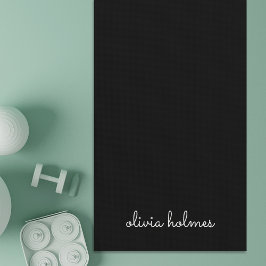 Tapete De Yoga Trendy Monograma | Nome do Script Preto Moderno