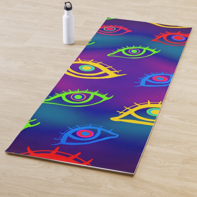 Tapete De Yoga Trendy Neon Colorful Eyes Patterno (In Situ)