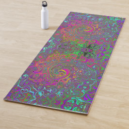 Tapete De Yoga Trippy Hot Pink Abstrato Retro Liquid Swirl