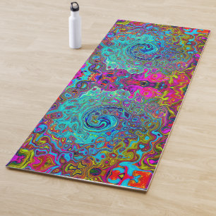 Tapete De Yoga Trippy Sky Blue Abstrato Retro Liquid Swirl
