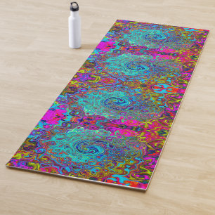 Tapete De Yoga Trippy Sky Blue Abstrato Retro Liquid Swirl