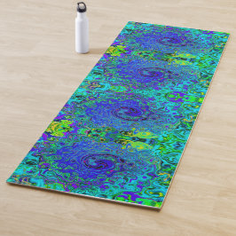 Tapete De Yoga Trippy Violet Blue Abstrato Retro Liquid Swirl