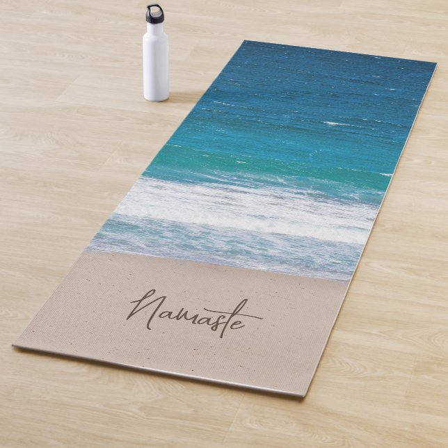 Tapete De Yoga Tropical Blue Ocean Waves Namaste Beach (In Situ)