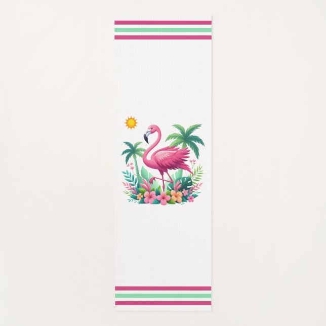 Tapete De Yoga Tropical/Flórida rosa flamingo (Frente)