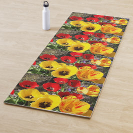 Tapete De Yoga Tulipas Amarelas e Vermelhas