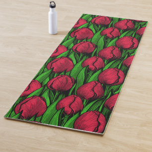 Tapete De Yoga Tulipas vermelhas