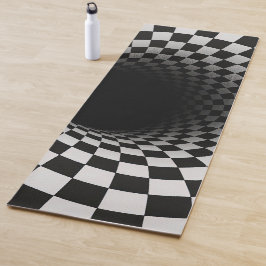 Tapete De Yoga Túnel de Ilusão Óptica Preto e Branco