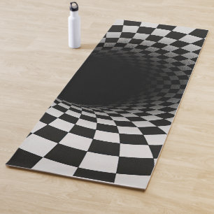 Tapete De Yoga Túnel de Ilusão Óptica Preto e Branco
