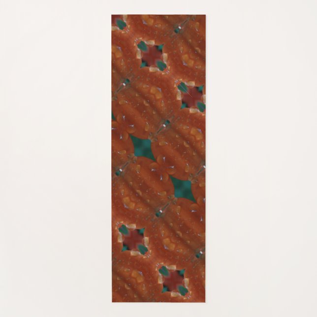 Tapete De Yoga Turq e Coral Ikat (Frente)