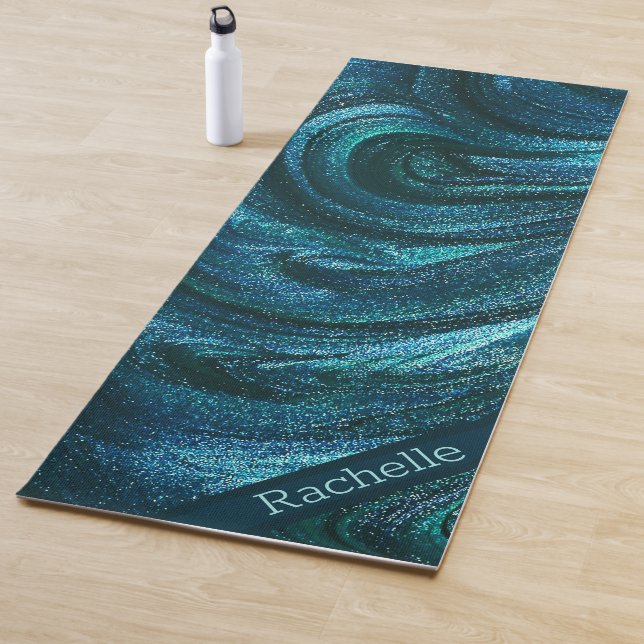 Tapete De Yoga Turquesa Glitter Swirls (In Situ)