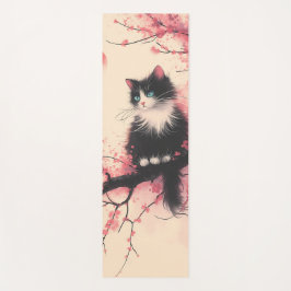 Tapete De Yoga Tuxedo Cat sobre estética japonesa do florete de c
