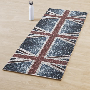 Tapete De Yoga UK flag Rustic vintage sparkles glitters bling