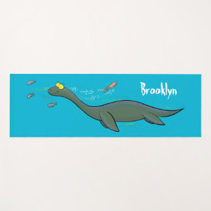 Tapete De Yoga Um belo e feliz cartoon de monstro do mar, plesios