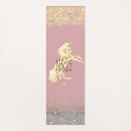 Tapete De Yoga Unicórnio Dourado da Glittery Personalizado