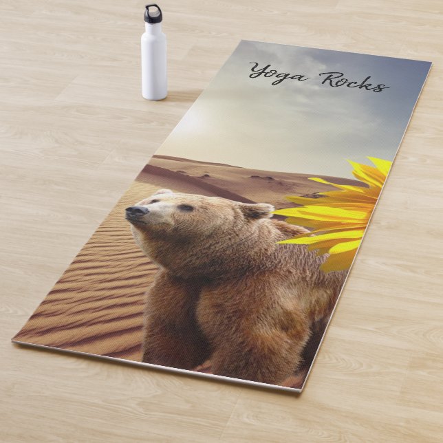 Tapete De Yoga Urso de Girassol - Ioga Floral Mat (In Situ)