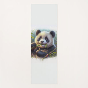 Tapete De Yoga Urso Panda Adorável Comendo Bambu