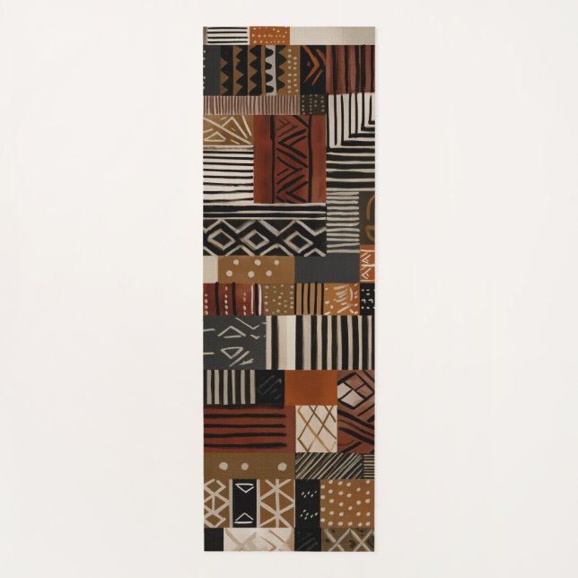 Tapete De Yoga Variations of African motifs in earth tones (Frente)